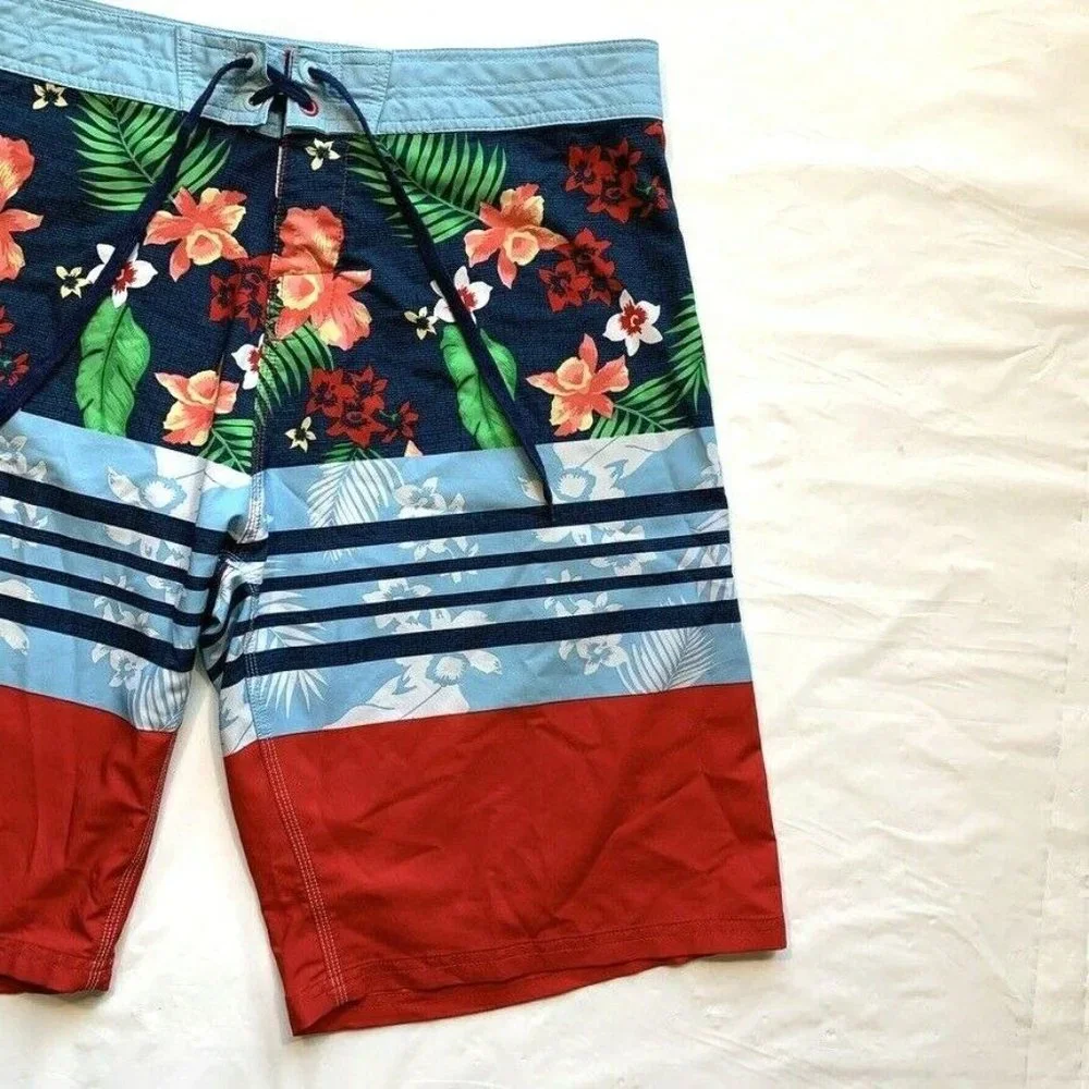 Burnside Board Shorts Swim Trunks Mens 36‎ Hawaiian Tropical Beach Colorful